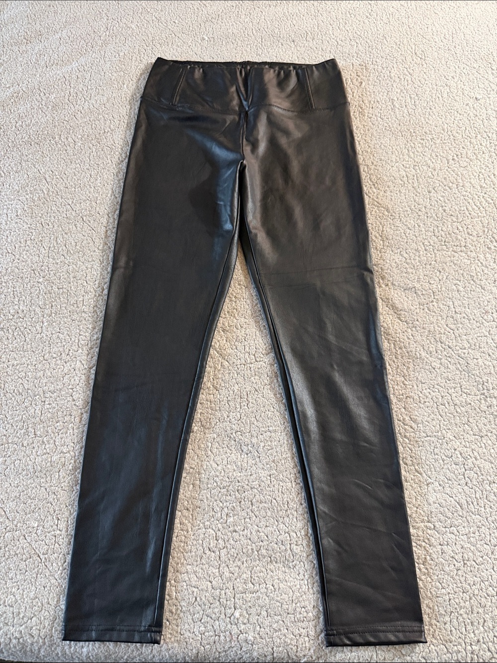 7 For All Mankind Black Faux Leather Leggings - Sleek High-Rise Medium